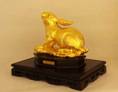 最新高檔禮品 貼金銅鑄生肖兔的藝術(shù)與價(jià)值